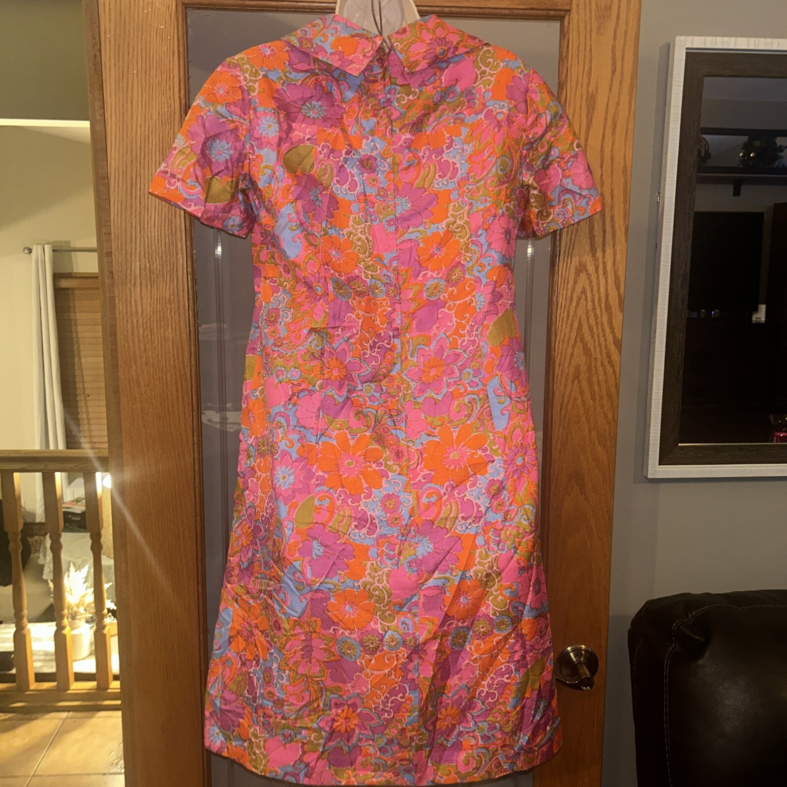 Vintage 60’s Thai 100% Silk Pink Floral Dress Bangkok K.S. Wong