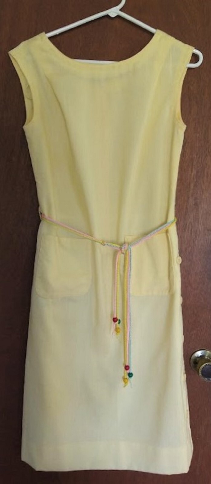 Vintage Henry Lee Dress Belted Zip Up Sleeveless Medium, Union Made, Yellow, GUC
