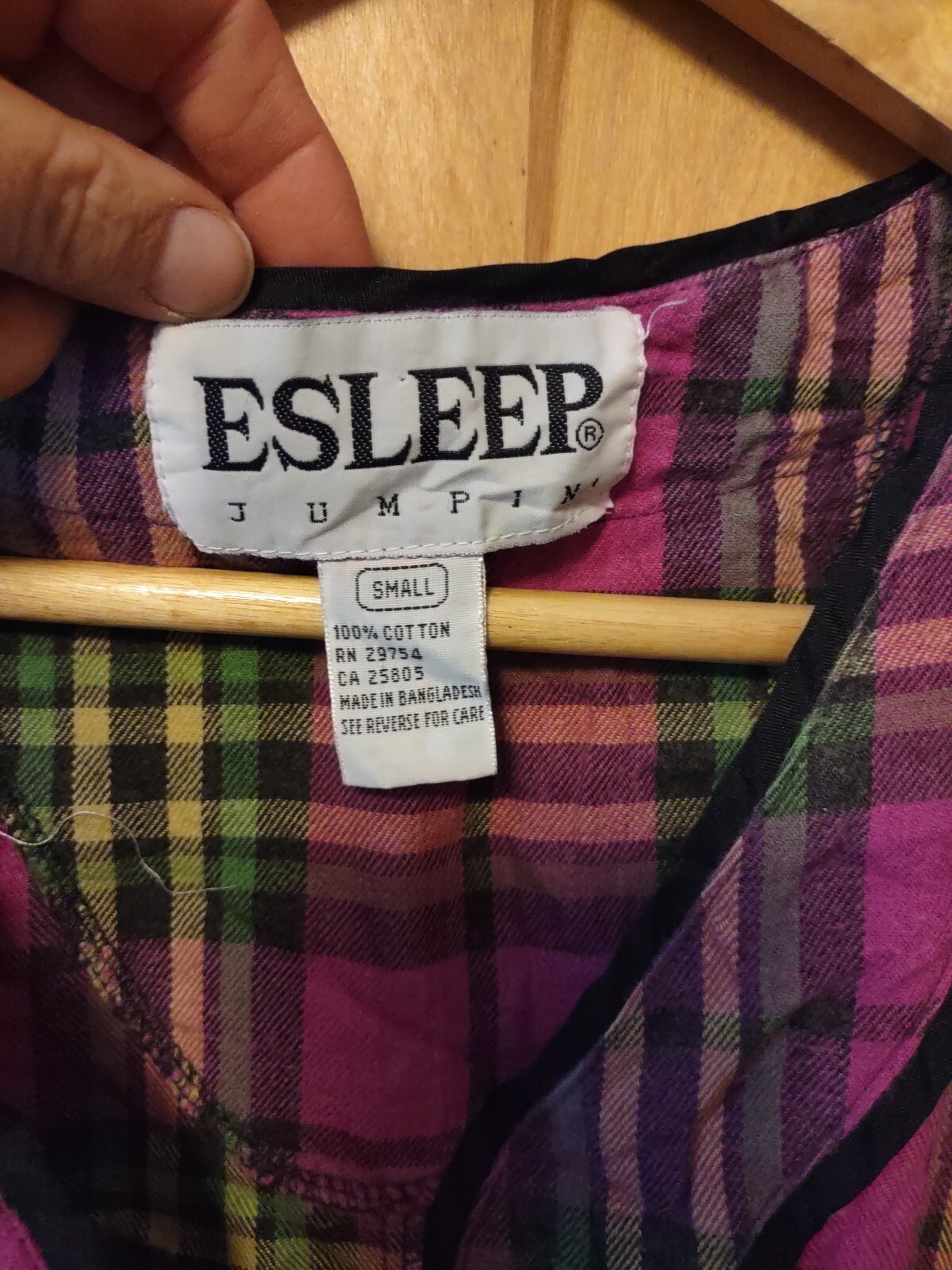 Vintage Esleep Jumpin Flannel Pajamas Women’s Small Purple Plaid One Piece