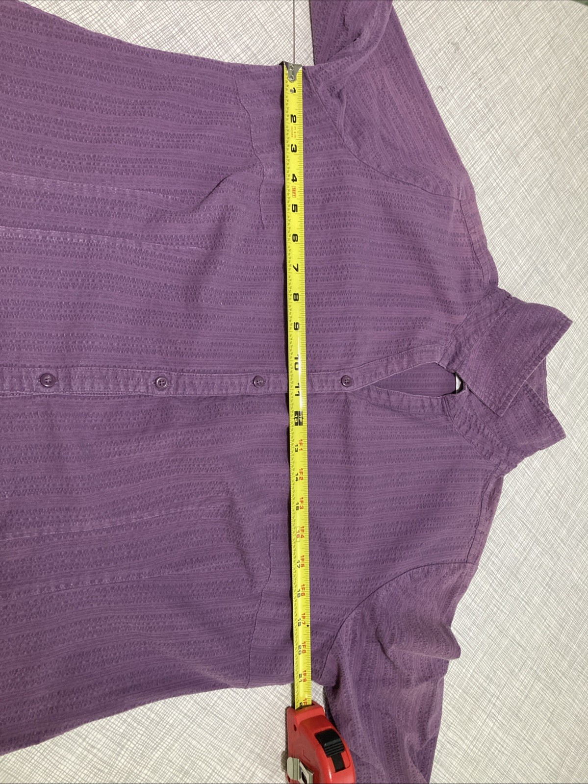 VTG 90s Y2K Fashion Bug Purple Textured Seersucker Stripe Blouse 14/16W Stretch