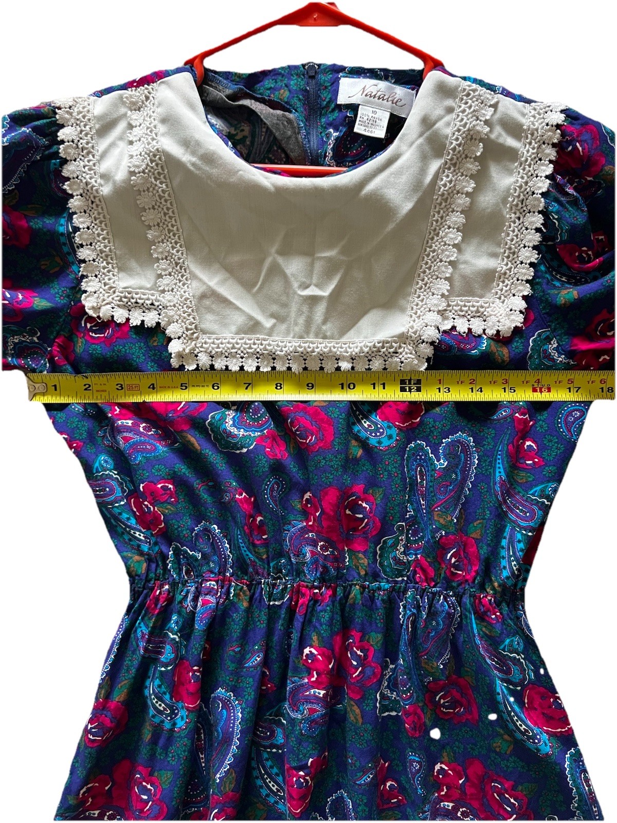Vintage 80’s Natalie Dress Red/Blue Floral 3/4 Sleeve Women Size 10 RARE