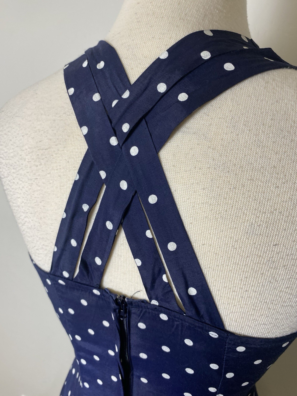 VTG 90’s My Michelle Navy With White Polka Dots Party Summer Mini Dress 5/6