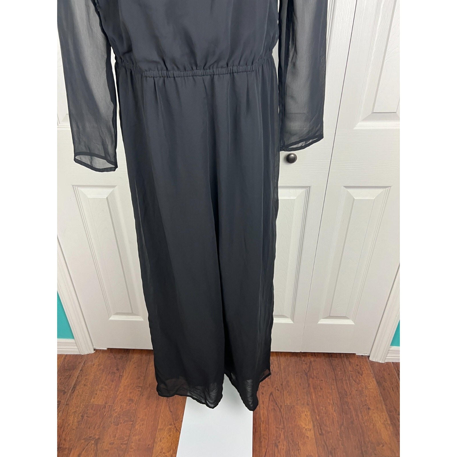 Spencer Alexis Elegant Black Embroidere Evening Wide Leg Jumpsuit Size 10