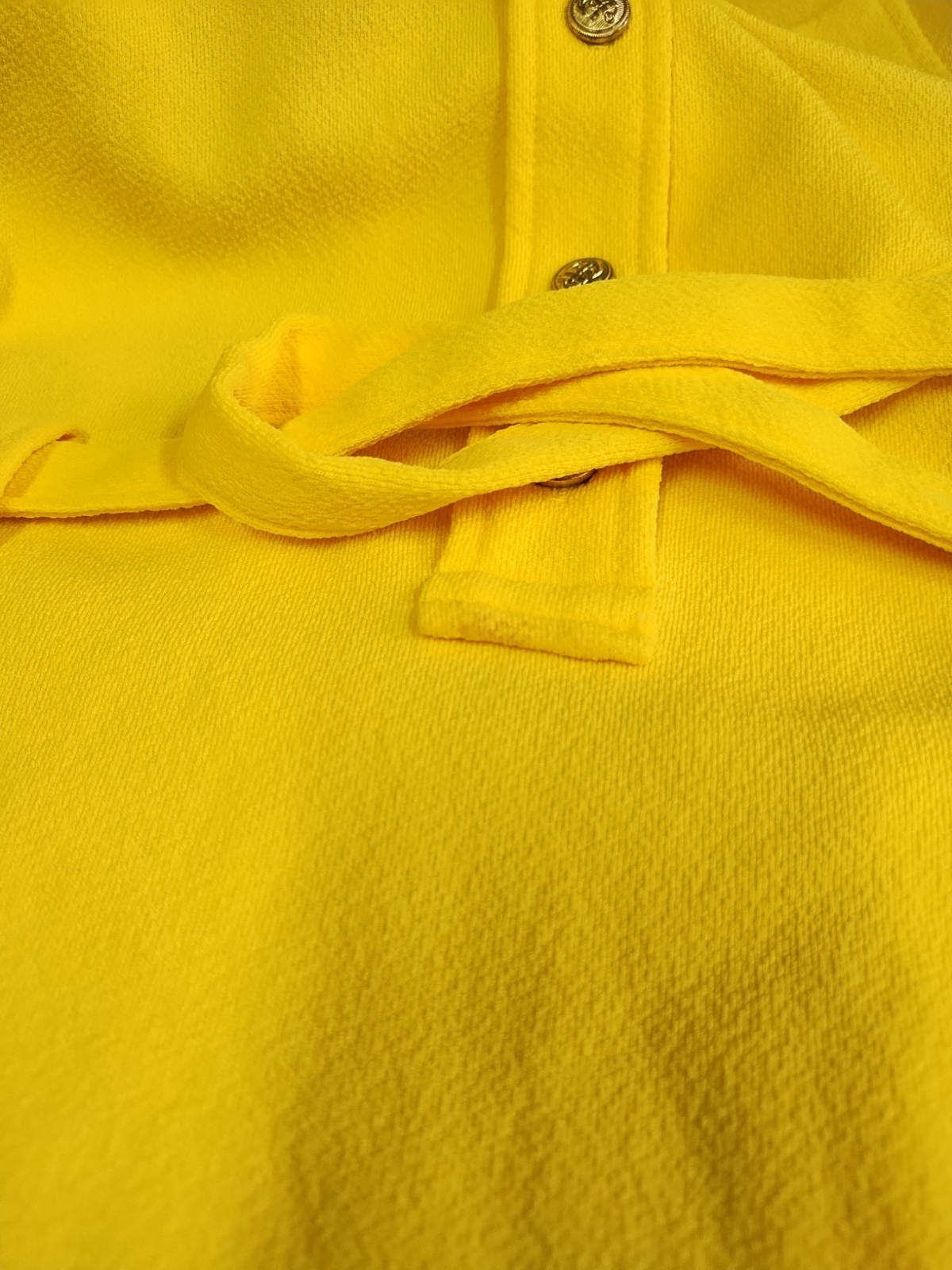 Vintage 1970’s Yellow Polyester Dress Brass Nautical Buttons Belt Pockets SM/M