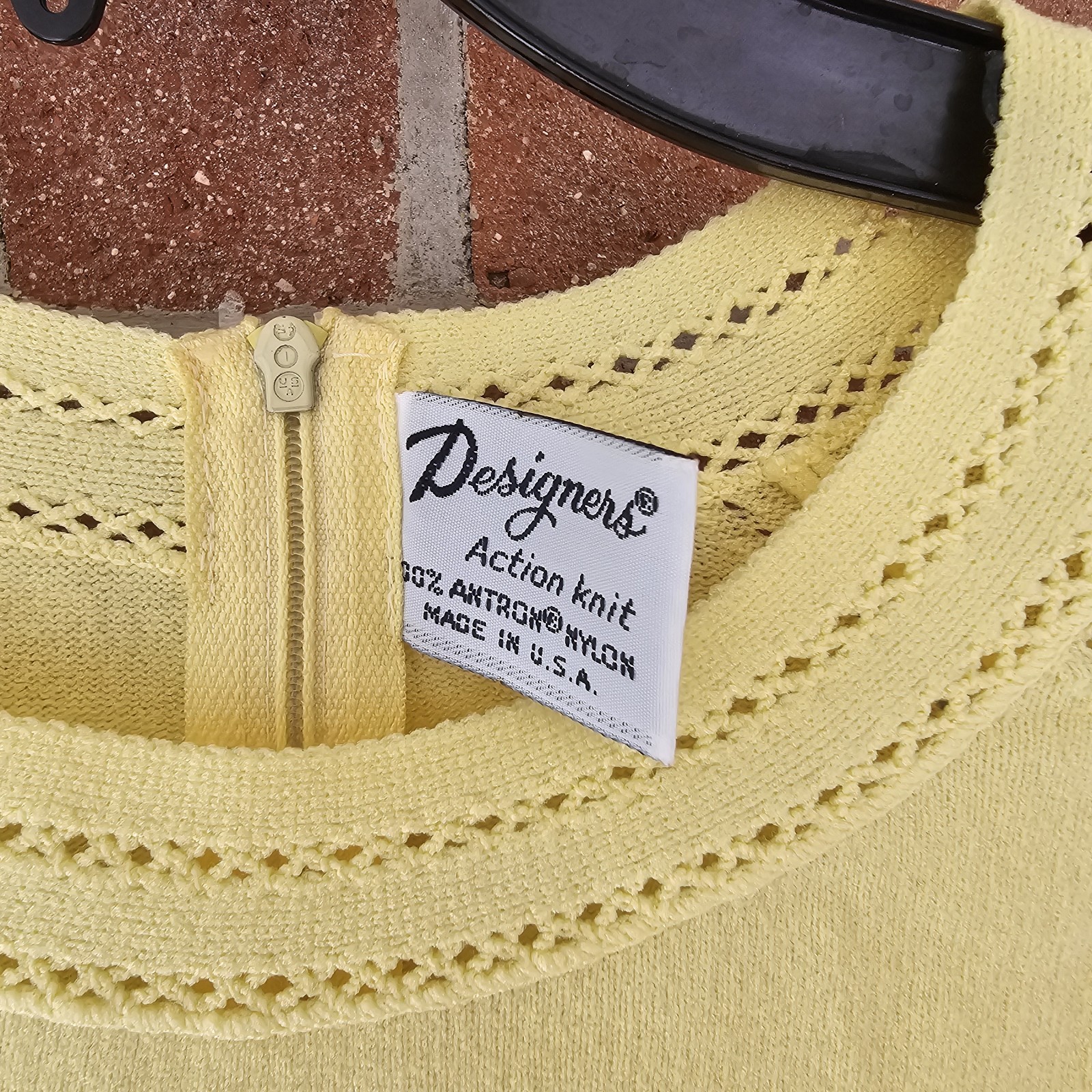 Vtg Designers Action Knit Yellow 100% Antron Nylon Short Sleeve T Shirt Top XL?