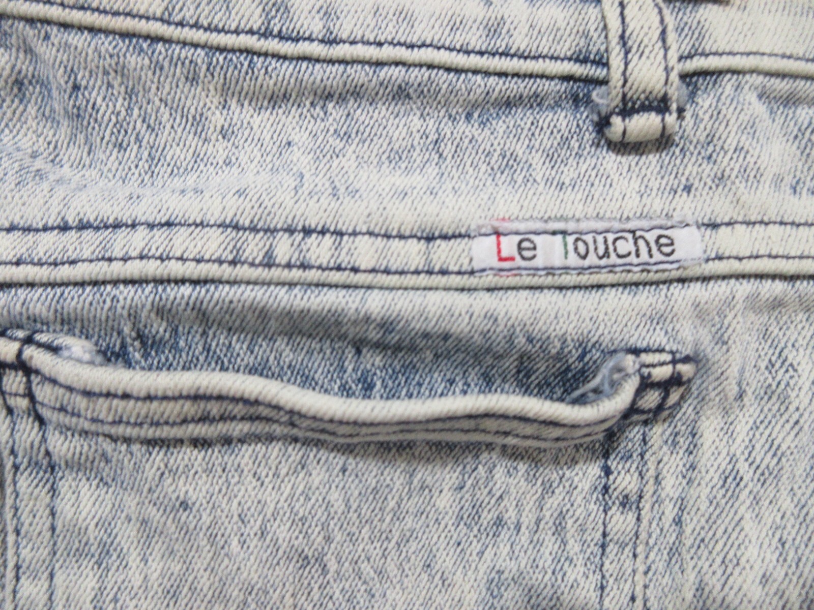 Sz S 25×7 TRUE VINTAGE Le Touche Acid Wash High Wait Jean Denim Shorts Women’s