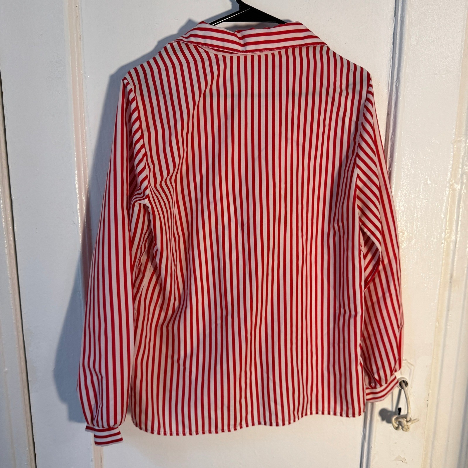 Copy-Cats True Vintage 70s Red White Striped Button Down Blouse sz 12 Preppy