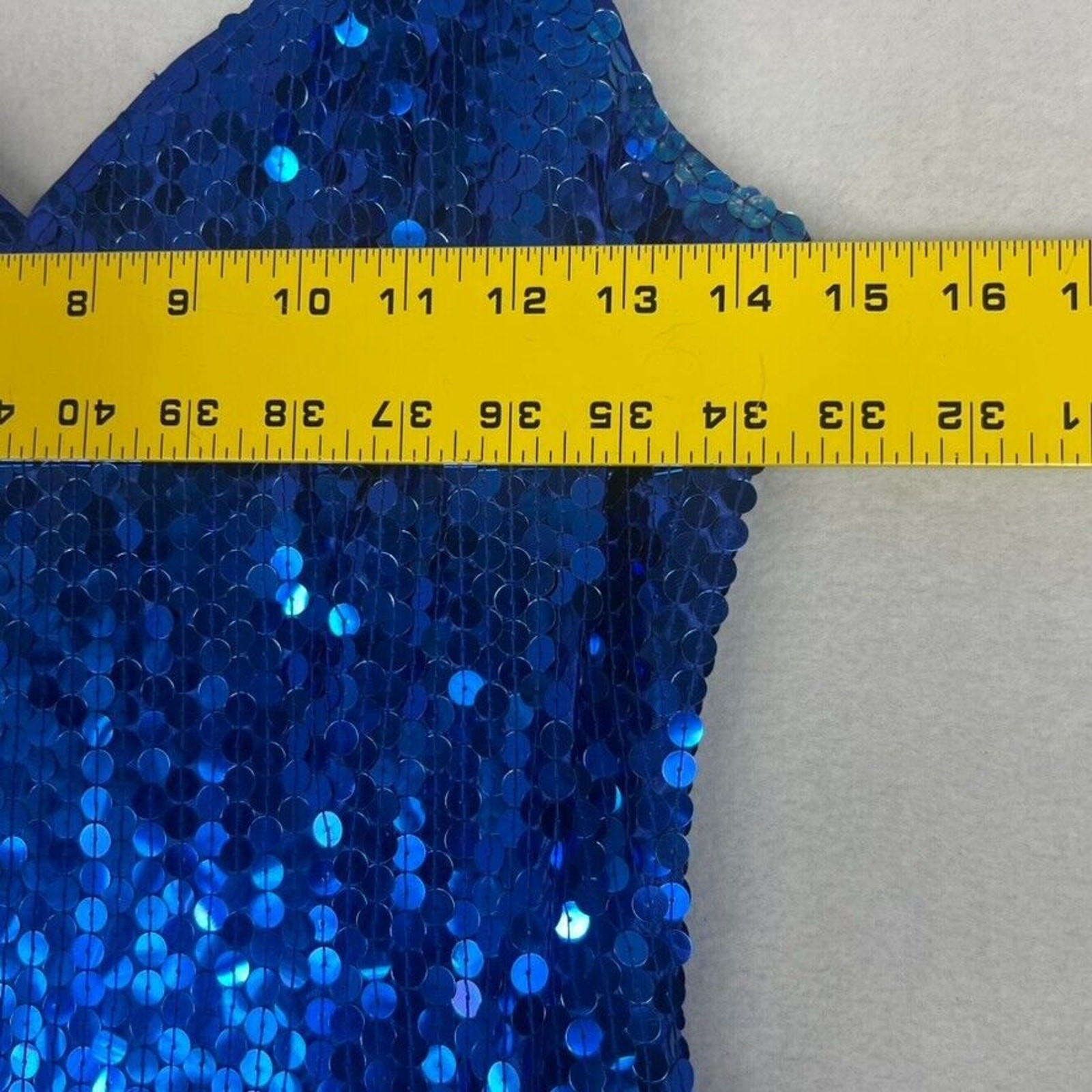 Niteline Della Roufogali Dress 6 Blue Long Maxi Neck Sequin Party Vtg 80s 90s