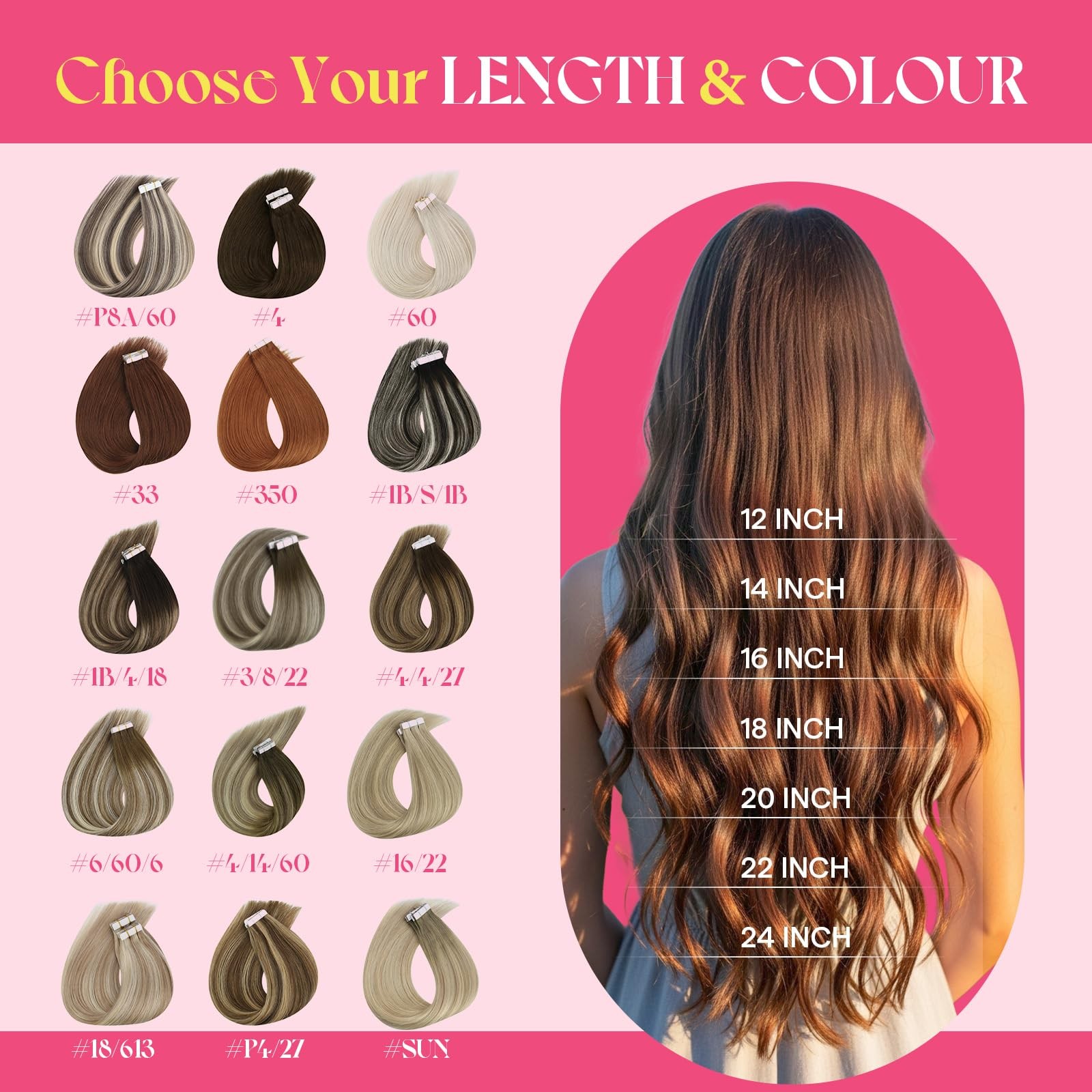 Ve Sunny Hair Extensions Tape in Real Human Hair Brown Tape in Hair Extensions H
