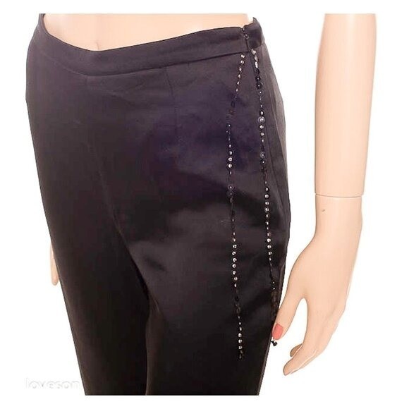 MM MOISELLE Vintage RARE Sequin & Chiffon Trim Satin Dress Pants Y2K 38 2 189