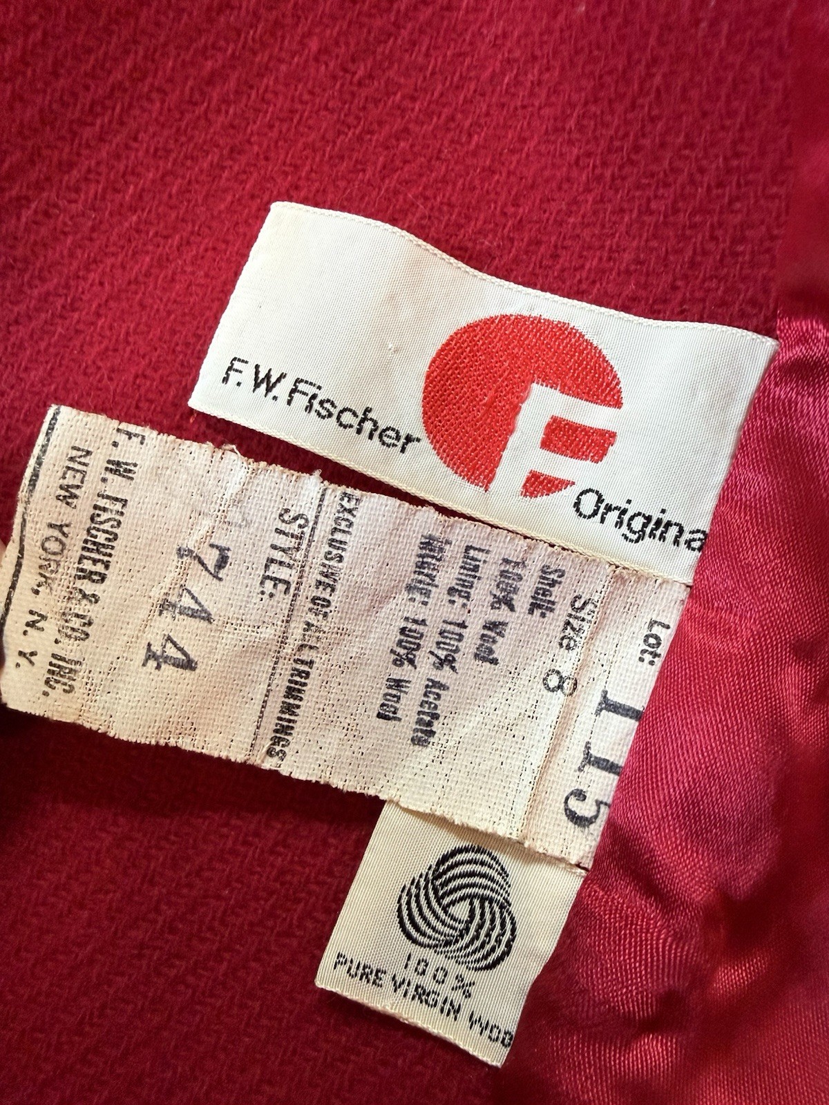 Vintage 60s F.W. Fischer Space Age Pop Art Mod Wool Coat Size XS