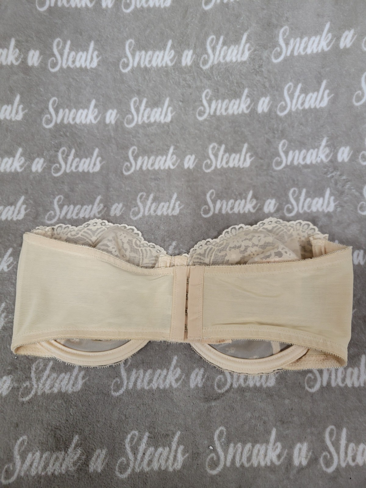 Vanity Fair Vintage Strapless Bra 34D Nude Lace Style 74-100 Made in USA