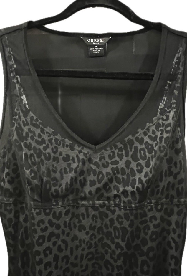 RARE Guess Vintage Y2K Black Sheer Leopard Mesh Slip Dress – Size: Small
