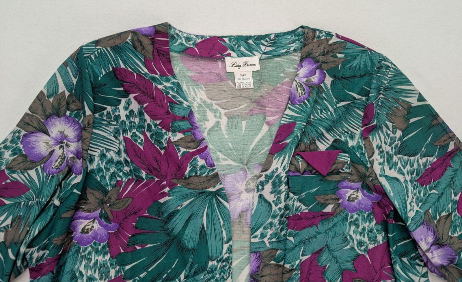 Vintage 80s 90s Women’s Jacket Size 20WP Lady Darian Green Purple Floral Print