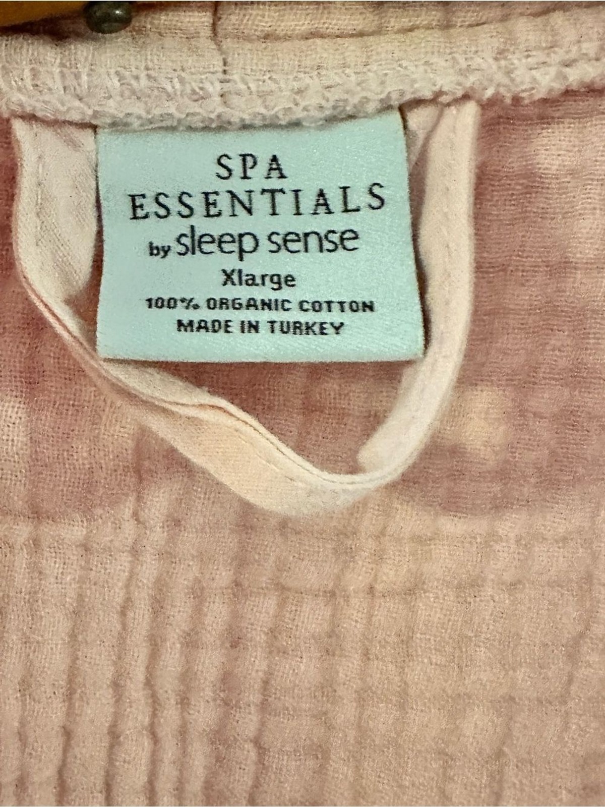 SPA Essentials by Sleep sense Sz XL Bathrobe 100% Organic Cotton Gauze