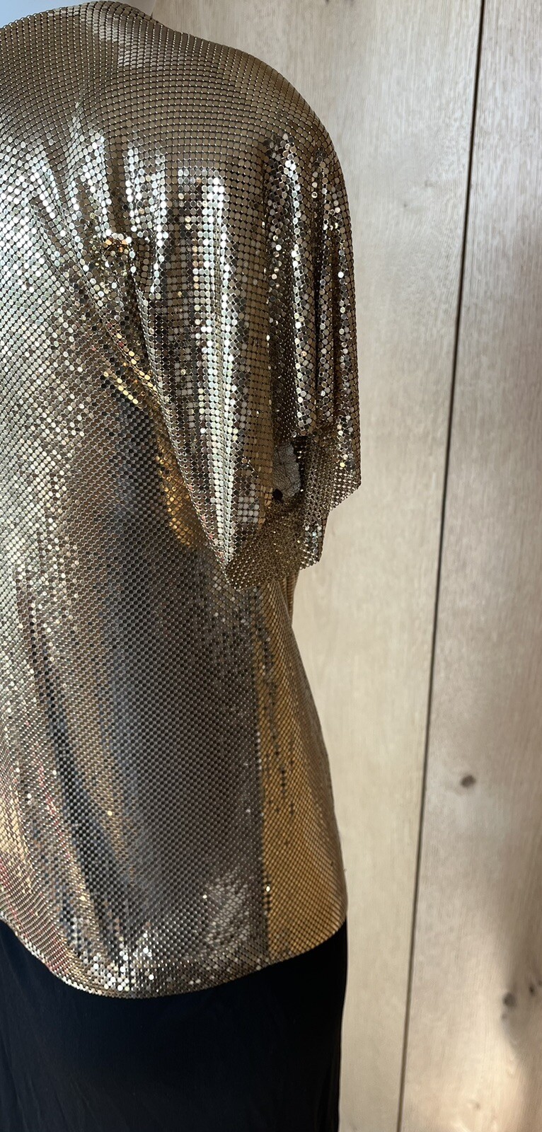 Vintage 1970s Metal Mesh Ferrara Gold Chainmail Dress Lindissima San Juan Small