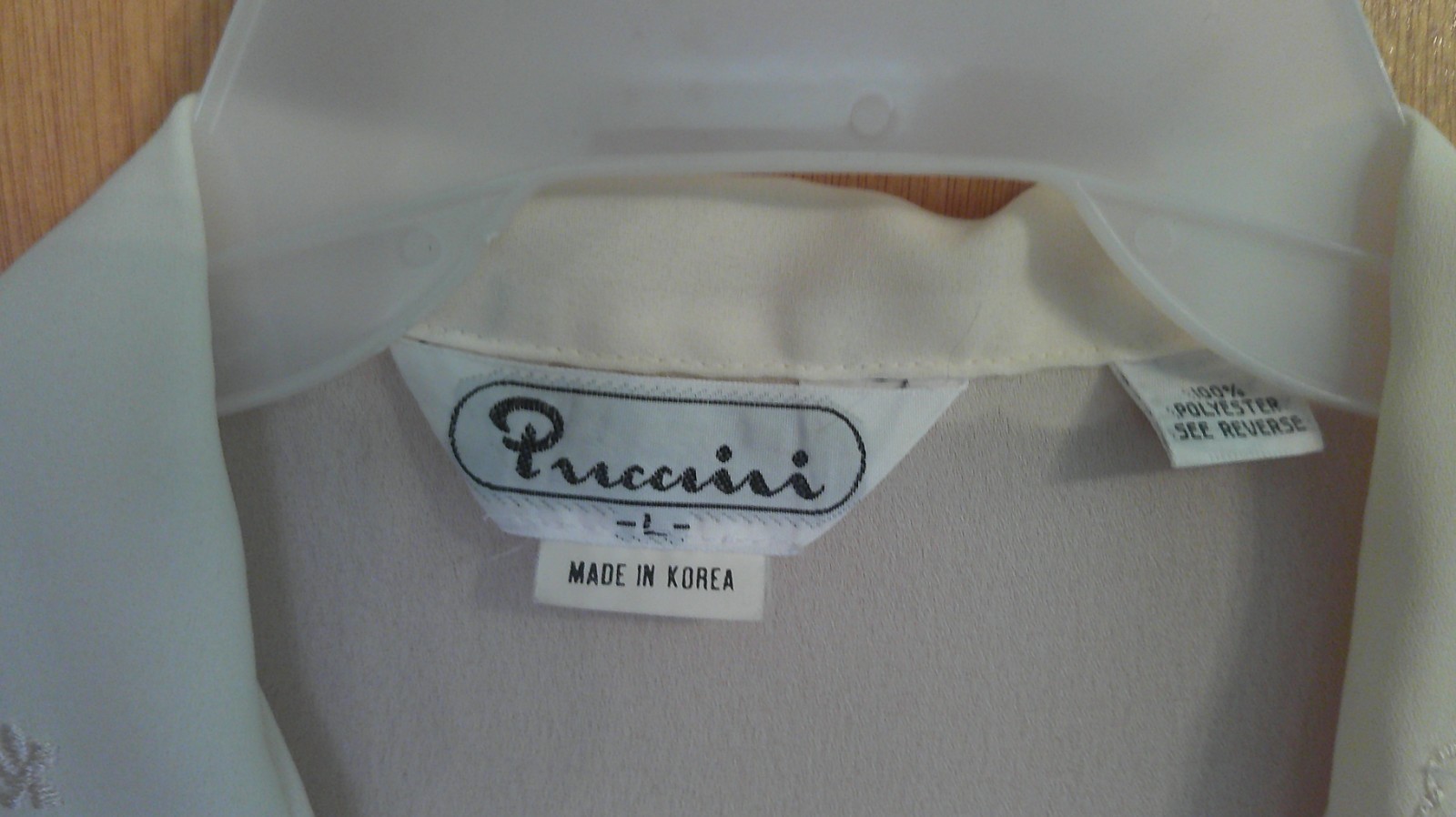 Vintage Puccini Sheer Embroidered Floral Top – Off White – 100% Polyester