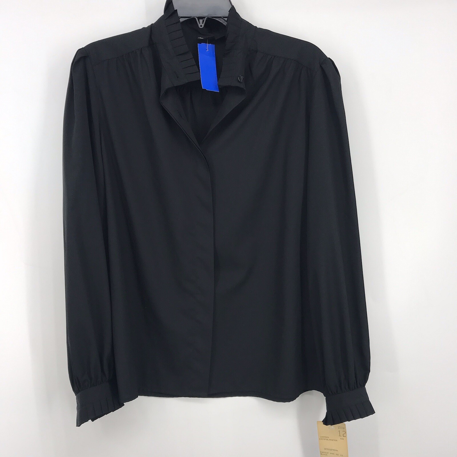James Kenrob By Dalton Womens Black Long Sleeve Button Up Blouse Size 12 NWT