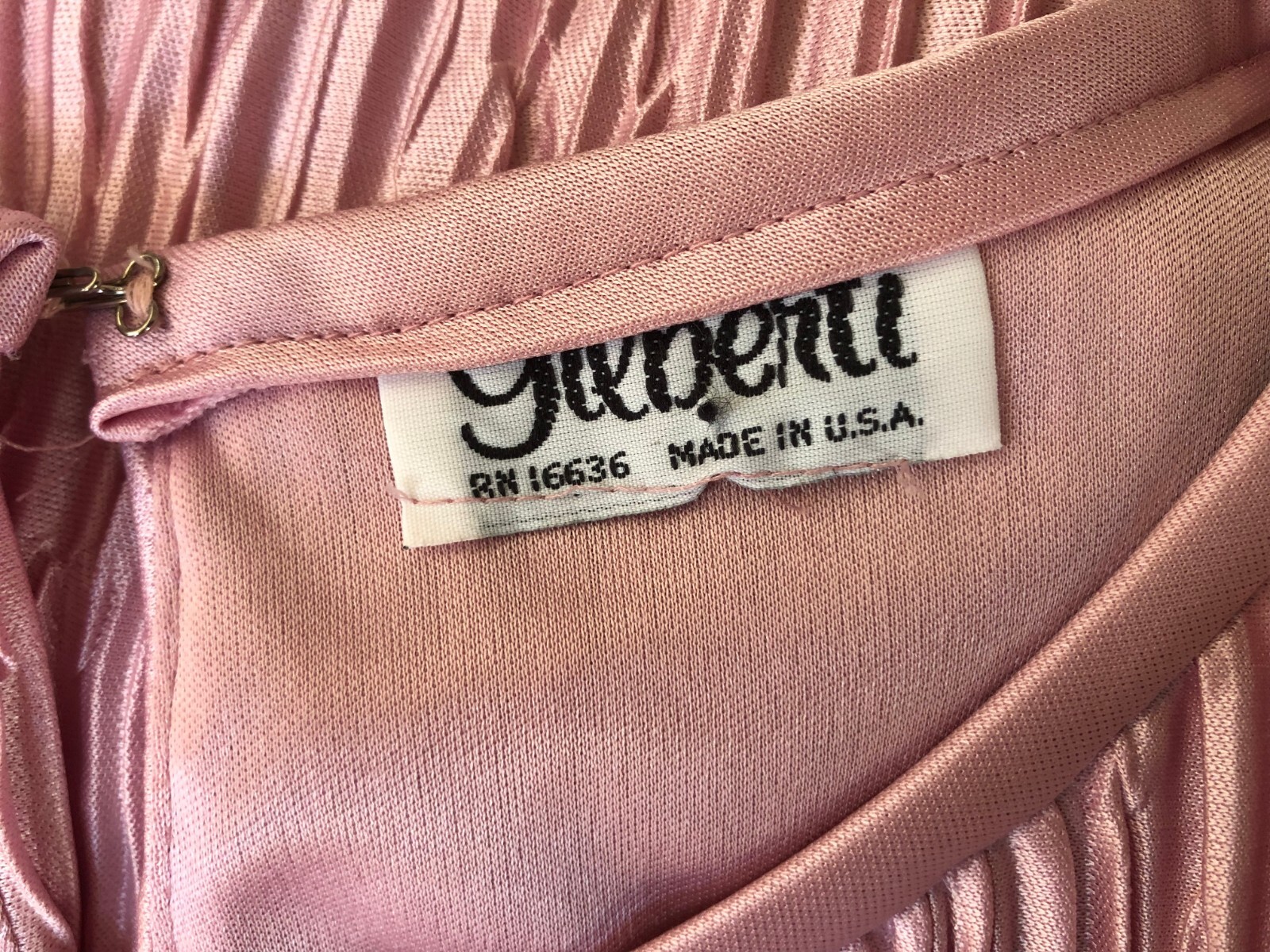 vtg GILBERTI Pink Accordian Drop Waist Dress Sz L Tea Party Special Occasion