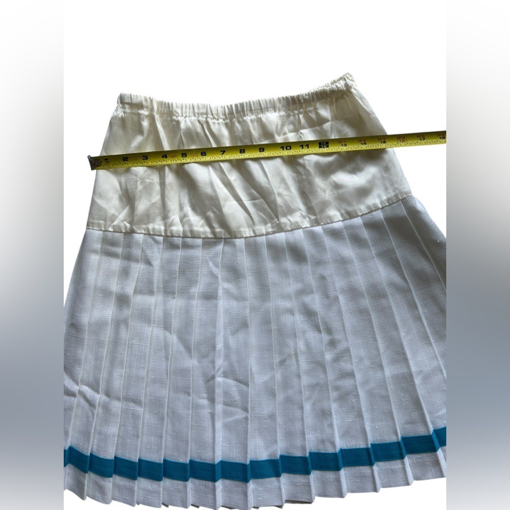 Preppy Tennis Cottage Fitness Vintage 90s White & Blue Pleated Comfy Cheer Skirt
