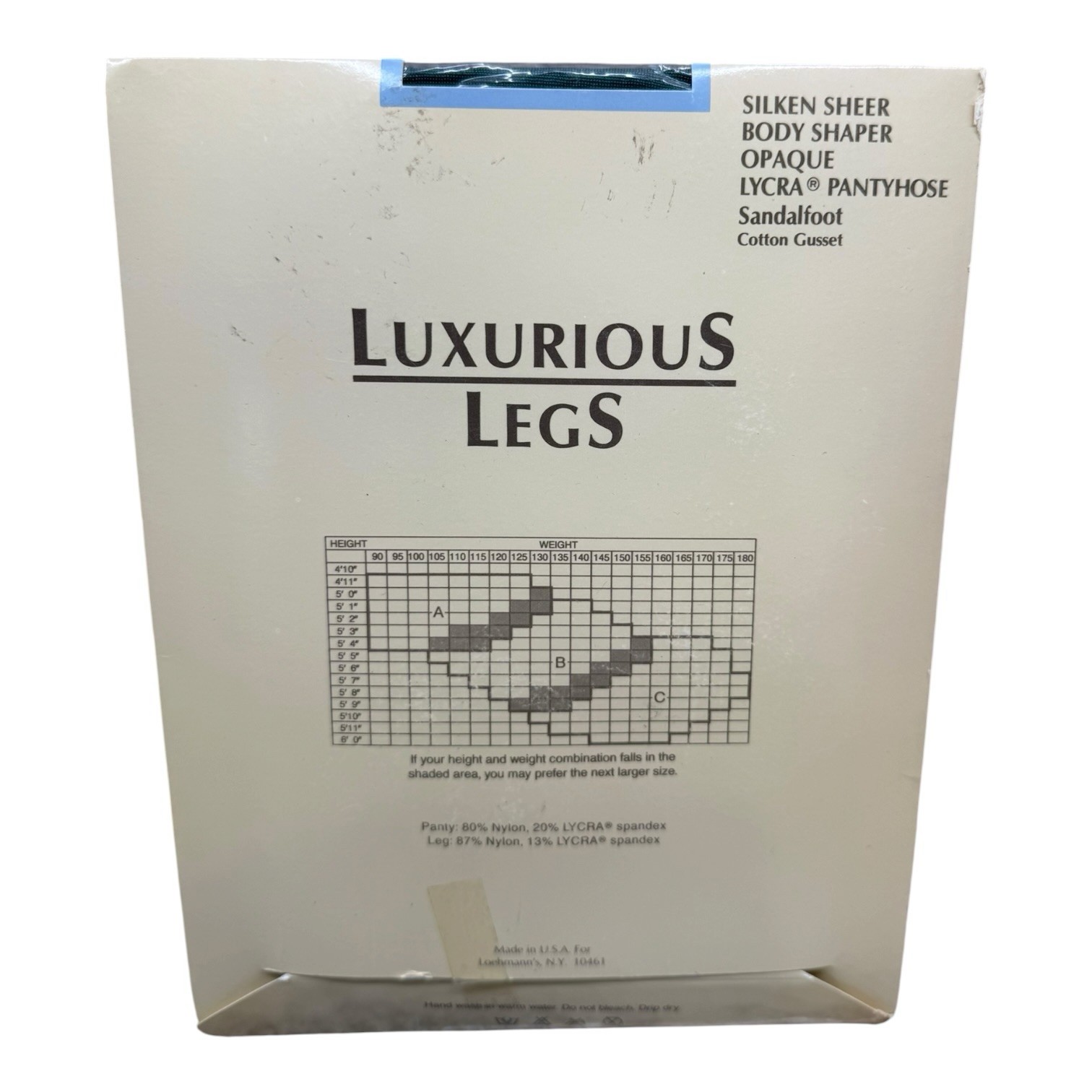 Vtg Loehmanns Luxurious Legs Silken Sheer Opaque Body Shaper Pantyhose C Clover