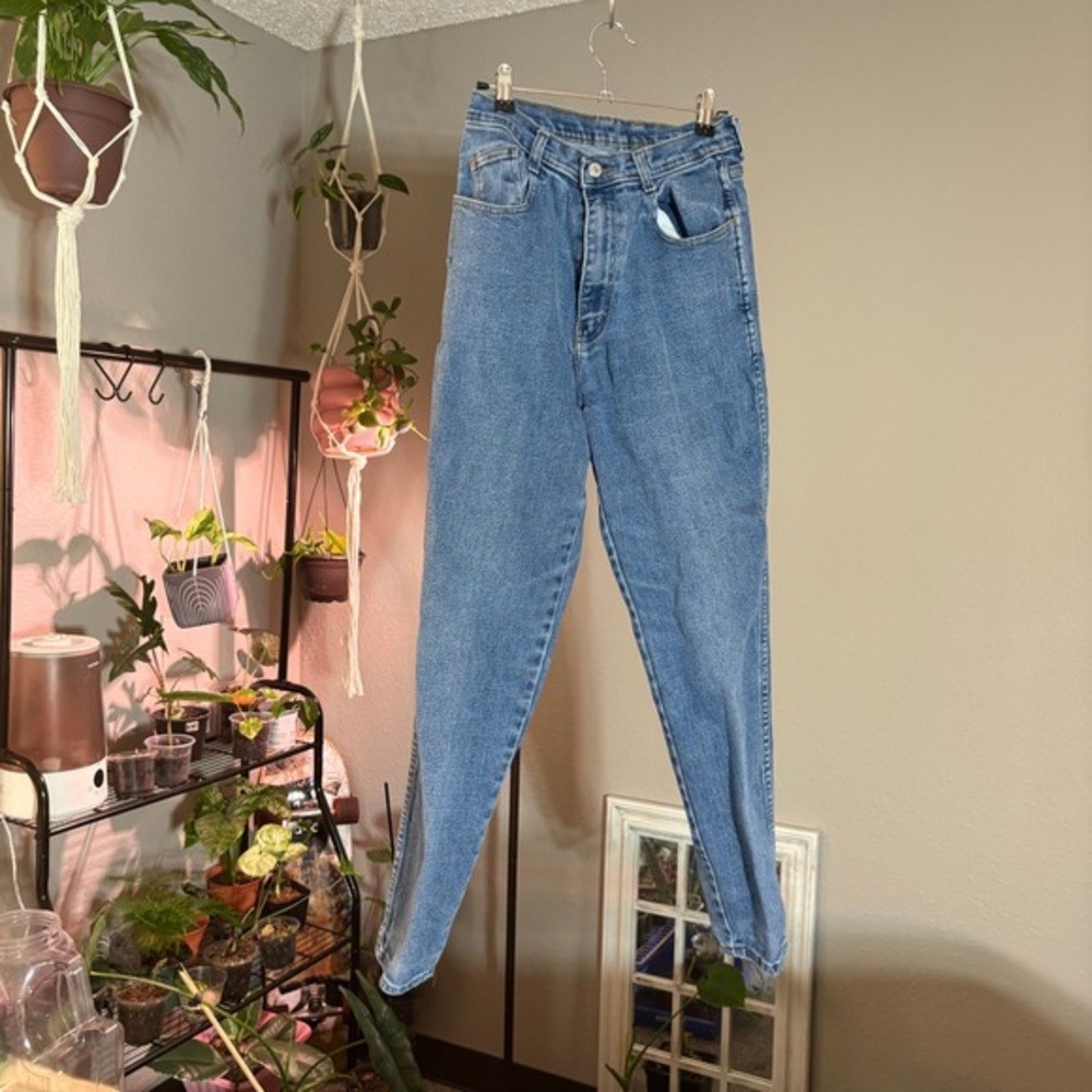 Jordache High Waisted Jeans Womens Size 12 Blue Tapered Leg Vintage Mom Jeans
