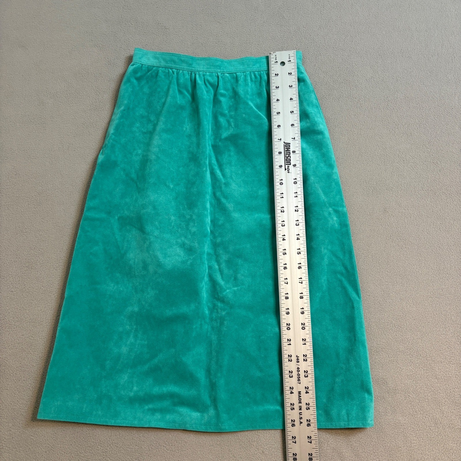 Vintage Ultrasuede Teal Green Midi Skirt High Waist A-Line 27″ Waist Small