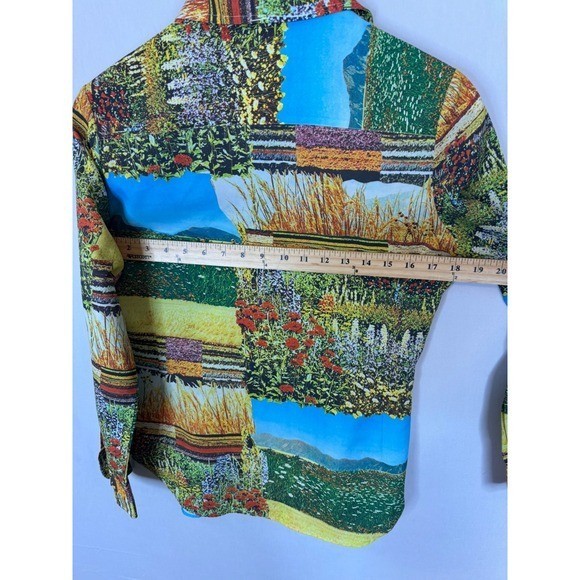 Vintage Western Prairies Mountain Button Down Shirt Disco Retro 70s Women M