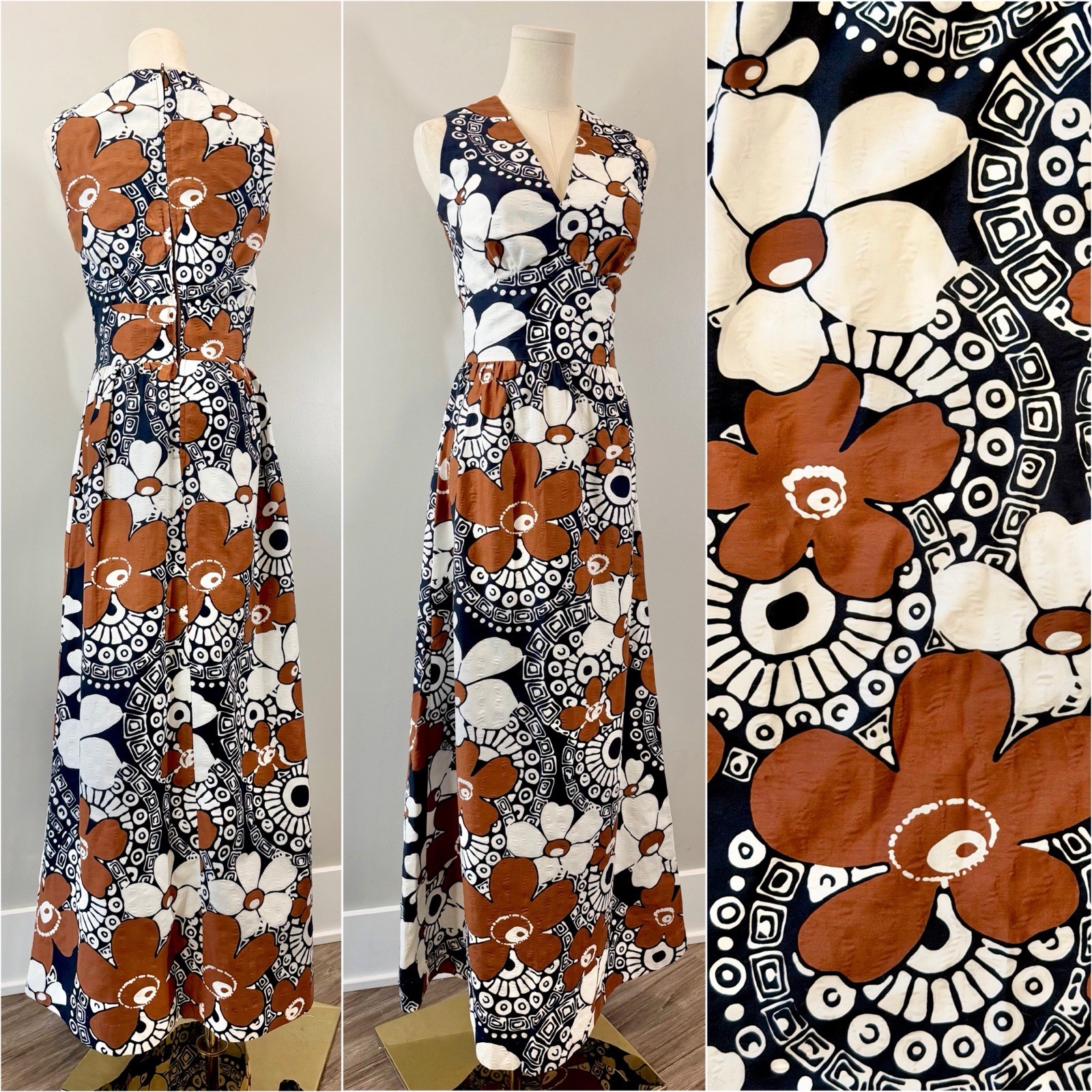 Vintage 1970s Floral Dress Hawaiian Tropical Flower Power Soft Cotton 70s 60s