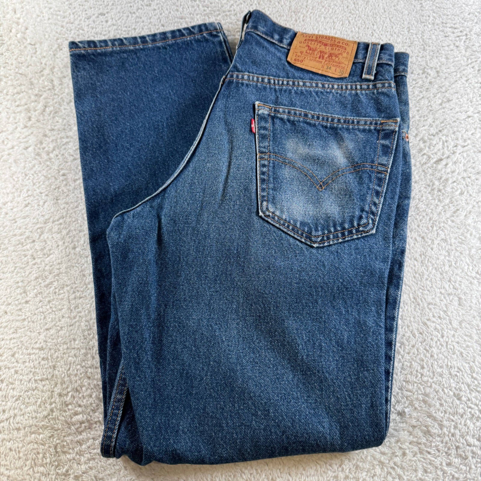 Vintage Levi’s 550 Mens 34×30 Tag 33×31 Fit Relaxed Straight Jeans Made in USA