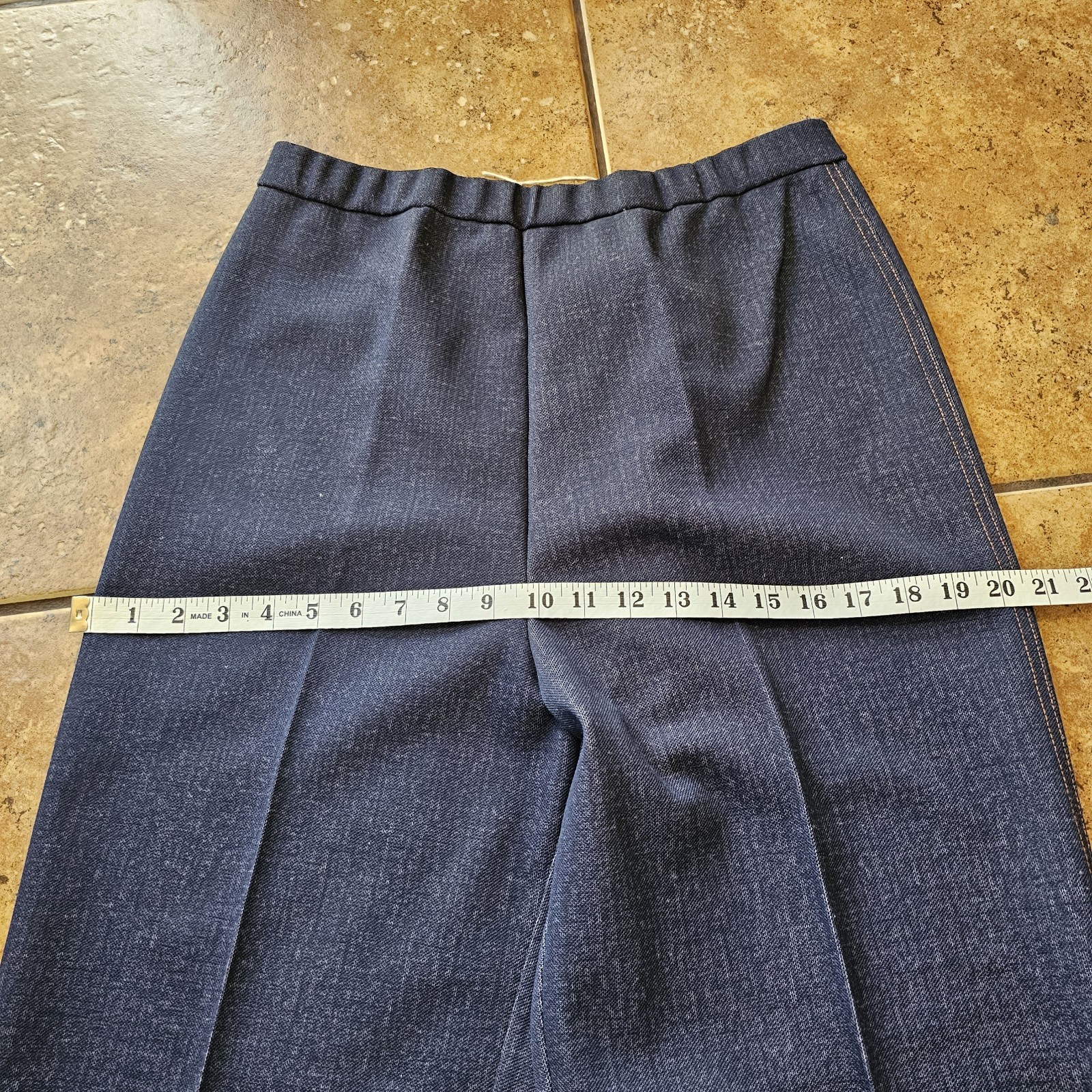 Vintage 70s Trousers Donovan Galvani NWT Deadstock Polyester Dark Wash Blue