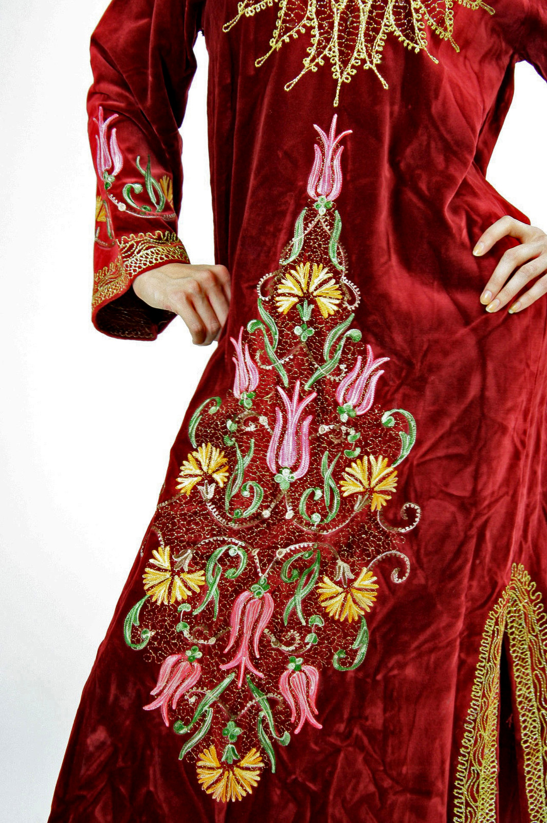 Vintage VTG 60s boho caftan Turkish Hippie boho velvet caftan embroidery