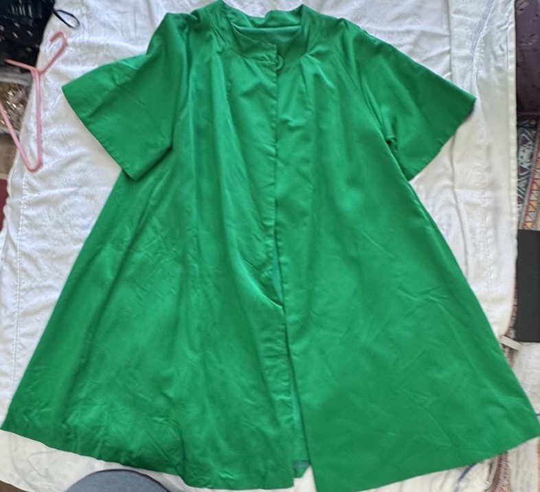 VTg Lilli Diamond Swing Coat Green Fully Lined 3/4 Sleeve Top Button