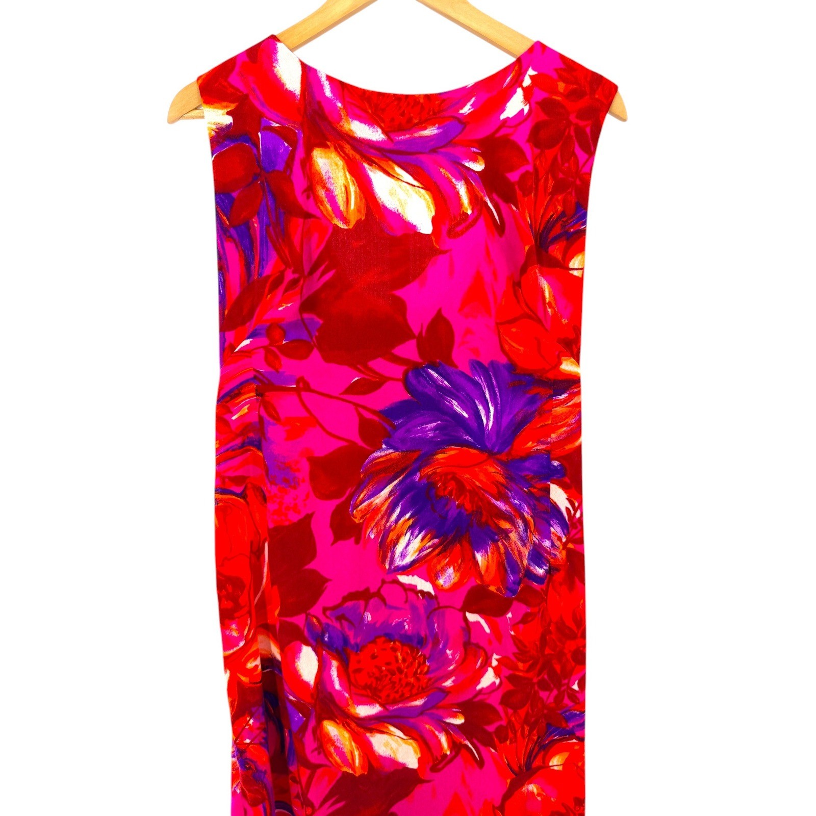 Vintage 60s Penneys Hawaii Floral Maxi Dress Bright Colorful Tropical Aloha Tiki