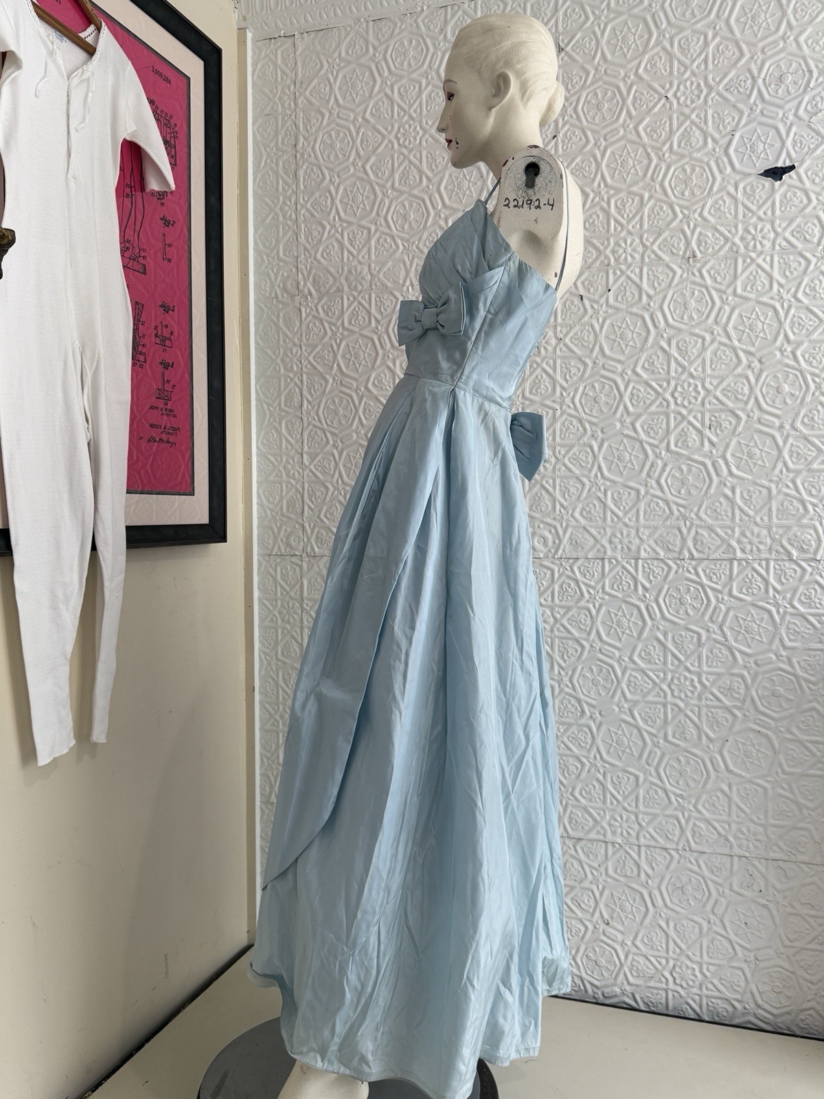 vintage 1950s gown baby blue taffeta bridesmaid prom small xs prom dress bridal
