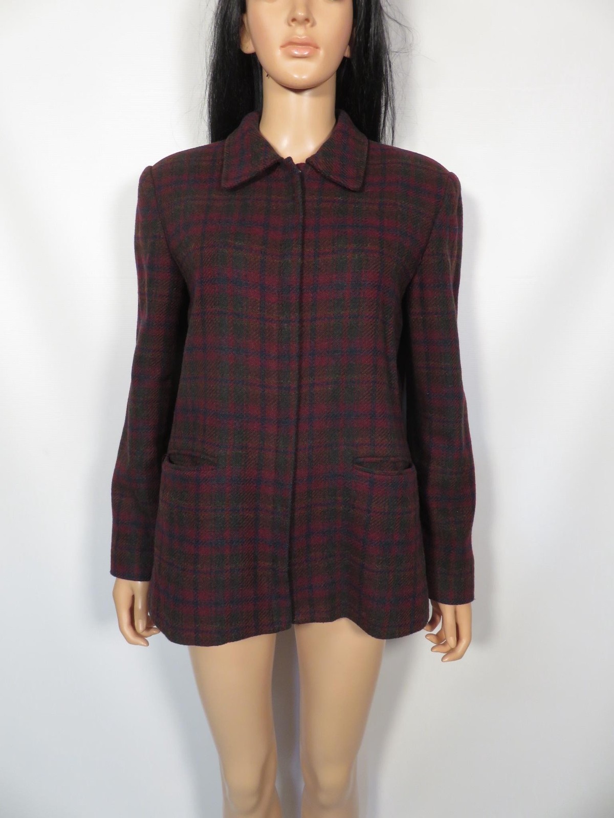 Vintage 90s Plaid Wool Blend Mid Weight Jacket Size M/L