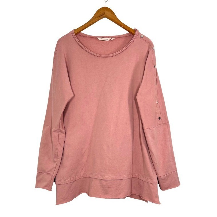 Soft Surroundings Dusty Rose Cotton Tunic Top Snap Sleeve Made USA M Oversized