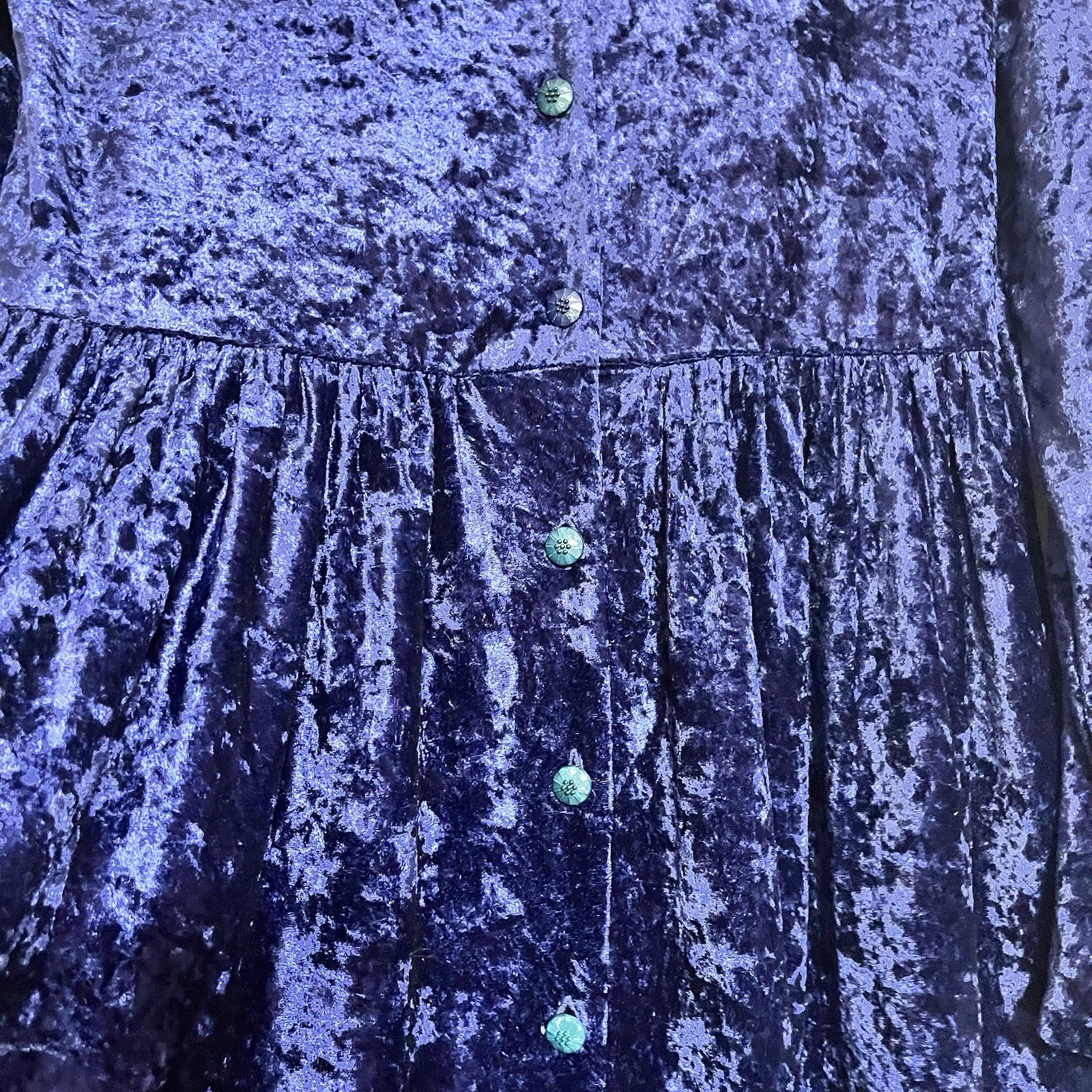 90s Vintage Molly Malloy Dress Women’s Size 8 Midi Length Blue Crushed Velvet