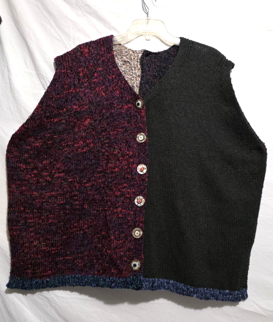 Amy Brill Sweater Vest OS VERY OVER-SIZED Buttoning Front & Back Lagenlook ’90s