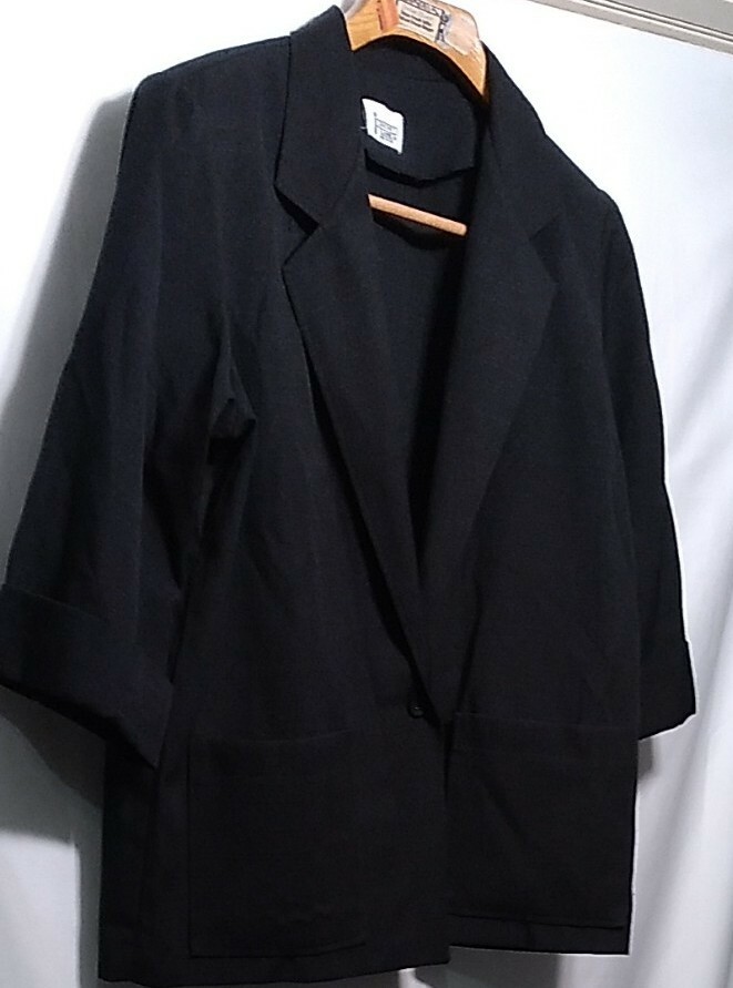 VTG suit jacket black blazer womens 20 (48 chest) 3/4 sleeve USA Cricket Lane