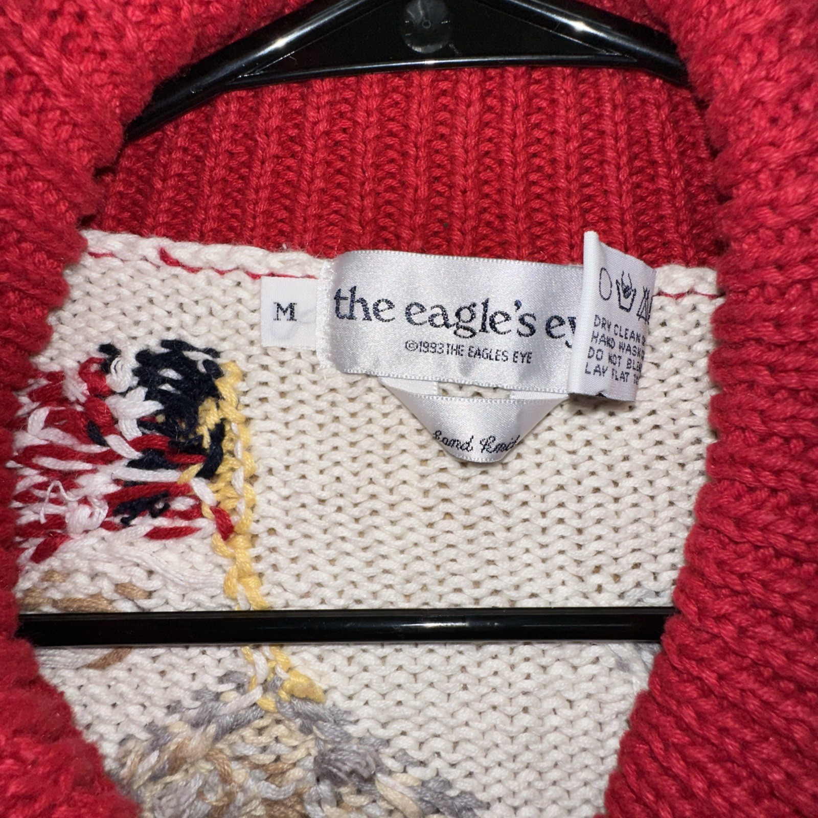 Vtg 1993 Sz M The Eagle’s Eye Birchs Country Store Hand Knit Cardigan *See Pics
