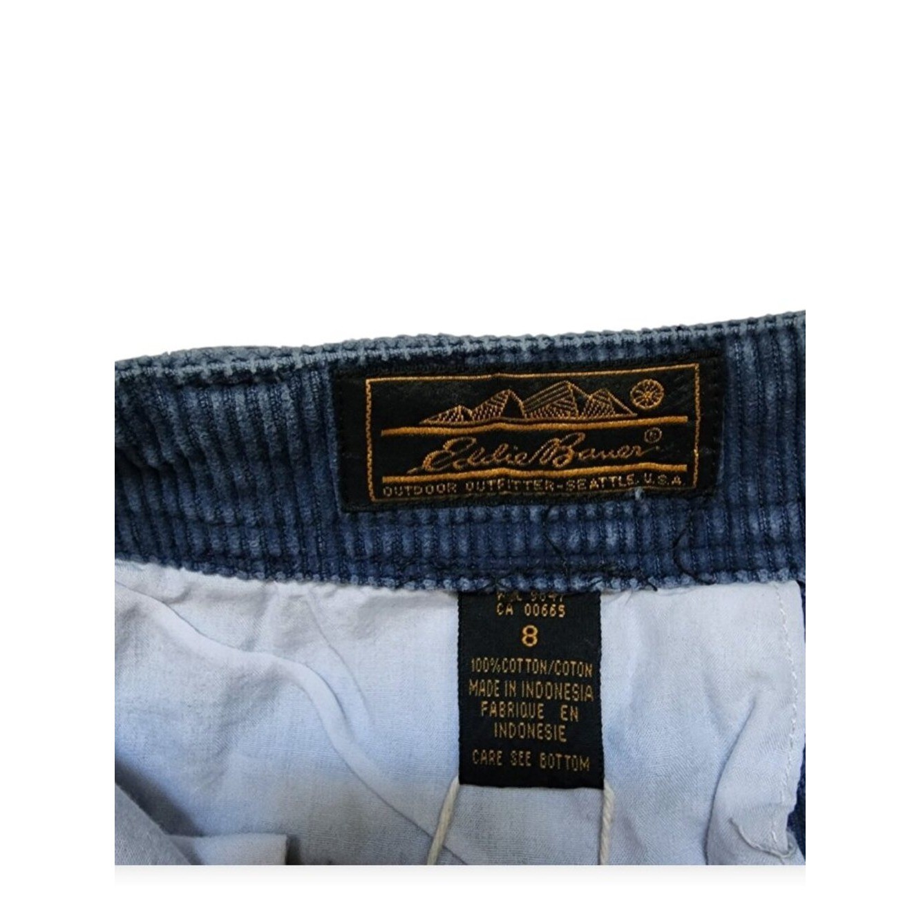 Vintage Eddie Bauer Women’s Blue Corduroy Pull-On Crop Pants Size 8 Y2k