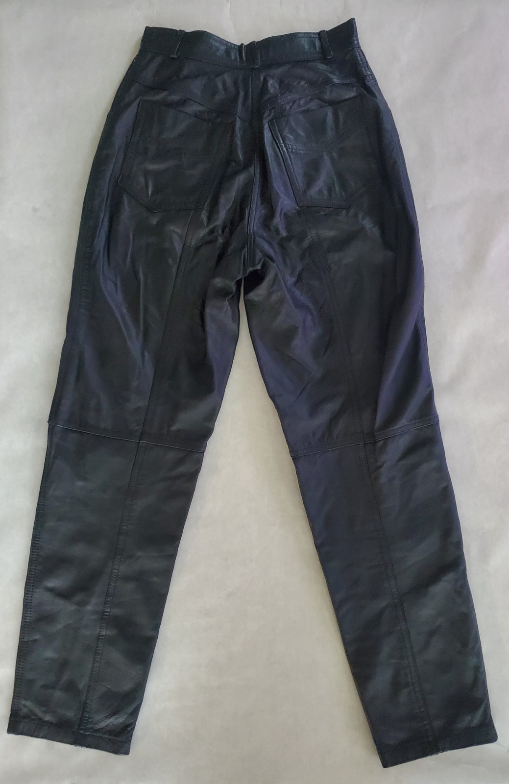 VTG 90’s TOGETHER Black Leather High Rise Straight Leg Lined Moto Pants Size 8