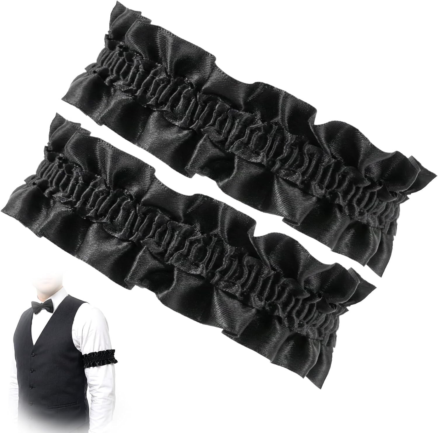 Lightweight Vintage Sleeve Garters with Pleats – Perfect for Roaring 20s Events