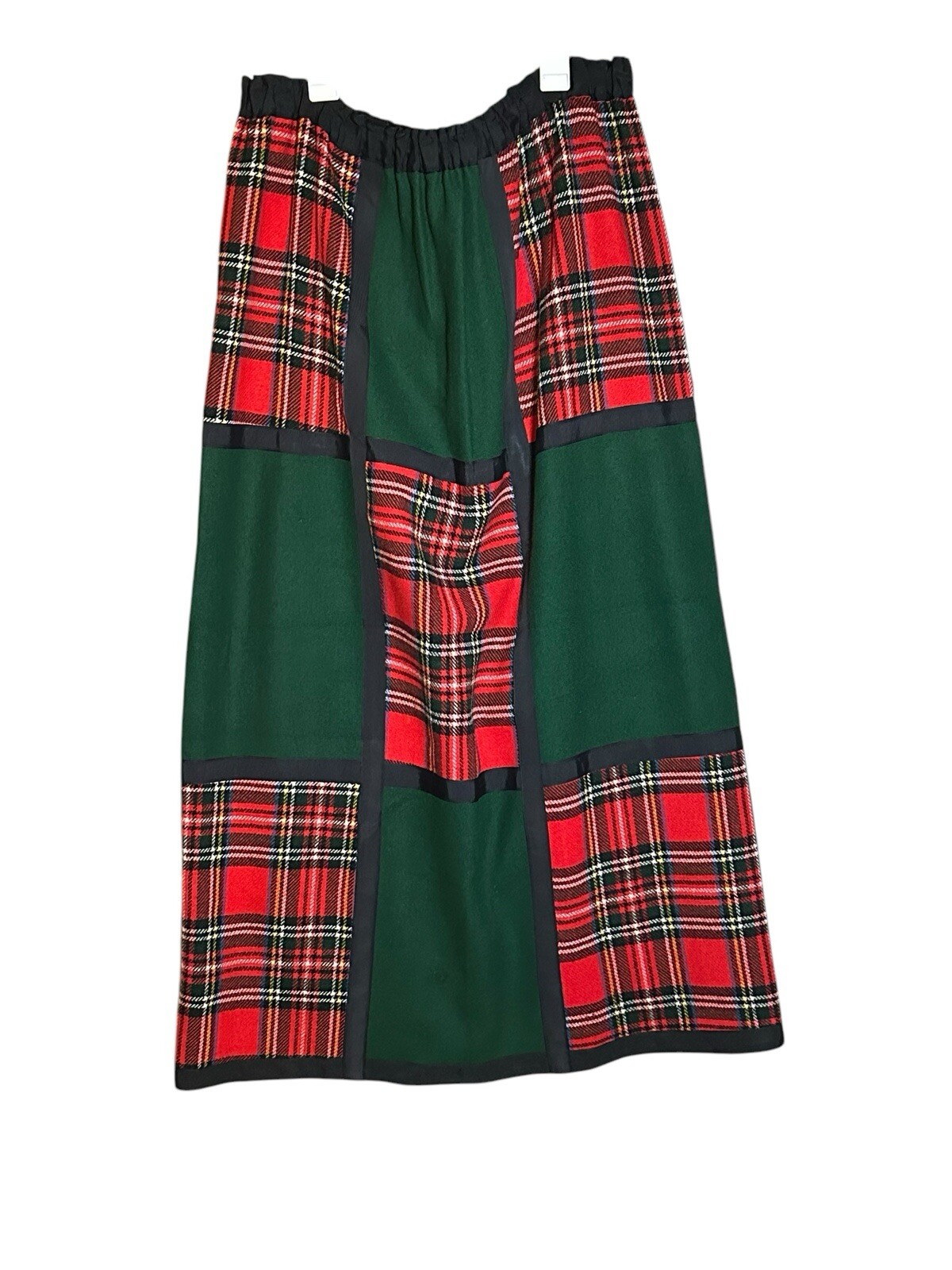 Mr Hank Women’s L Vintage Maxi Skirt Patchwork Red Plaid Holiday Cottage-core