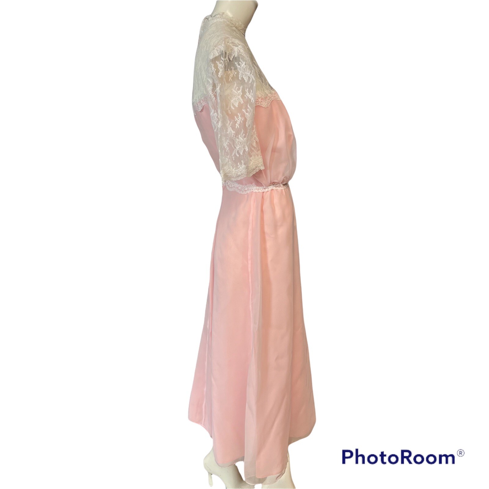 Vintage Pink Lace Dress Size XS Small Elegant Handmade 1950s 60s Party Coquette