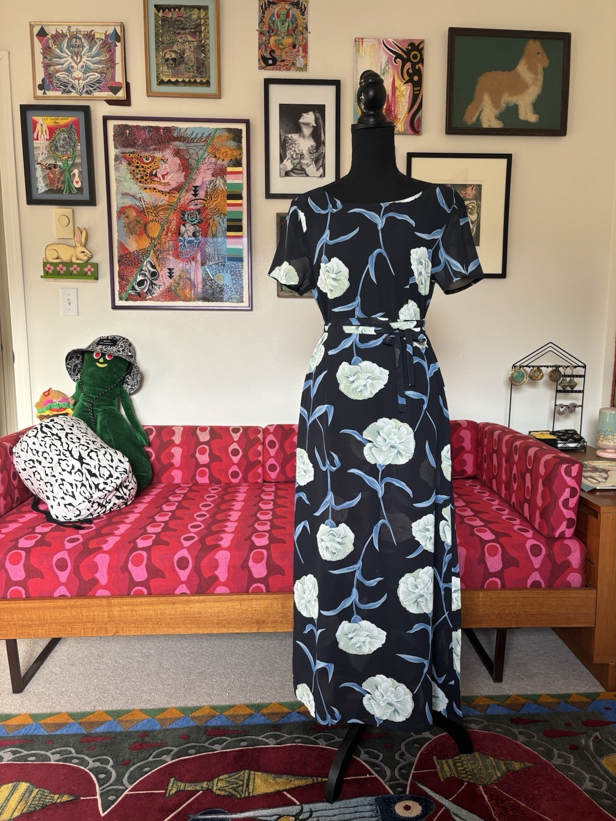 Vintage 80s 90s Norma Kamali Flower Dress S / M Grunge