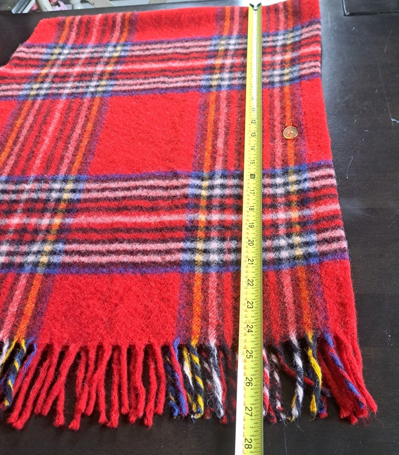 Vintage 70s Langtry Ltd. Wool Poncho/Cape One Size Red Plaid Fringe Boho Hippy