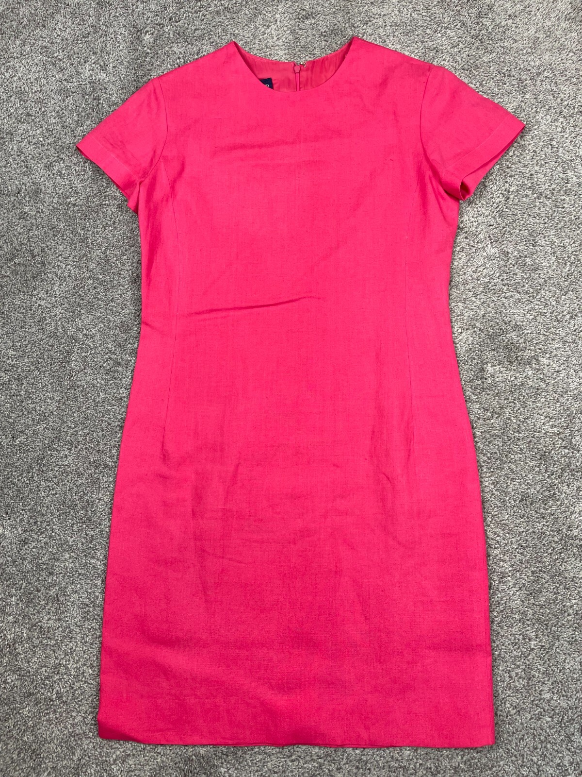 Vintage Ralph Lauren Dress Womens 8 Hot Pink Linen Sheath Preppy Classic Barbie