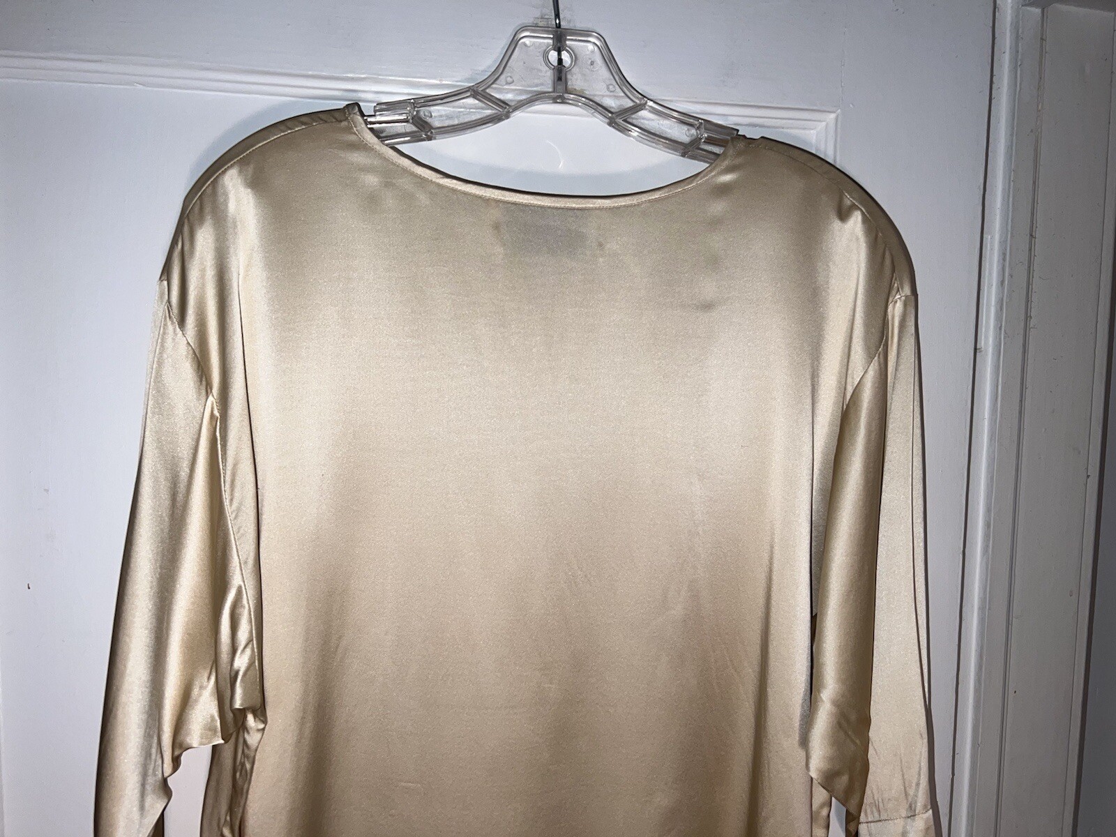 Vintage Jane Suttell made in USA Silk tunic top Ivory Moth O/S. d513